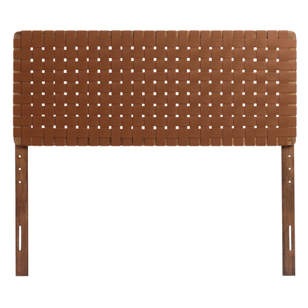 Sparta Weave Vegan Leather Full Headboard in Walnut Brown