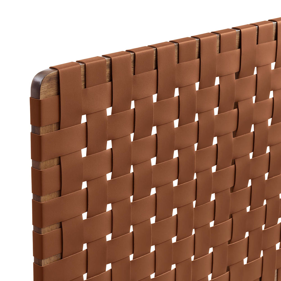Sloane Weave Vegan Leather Full Headboard in Walnut Brown