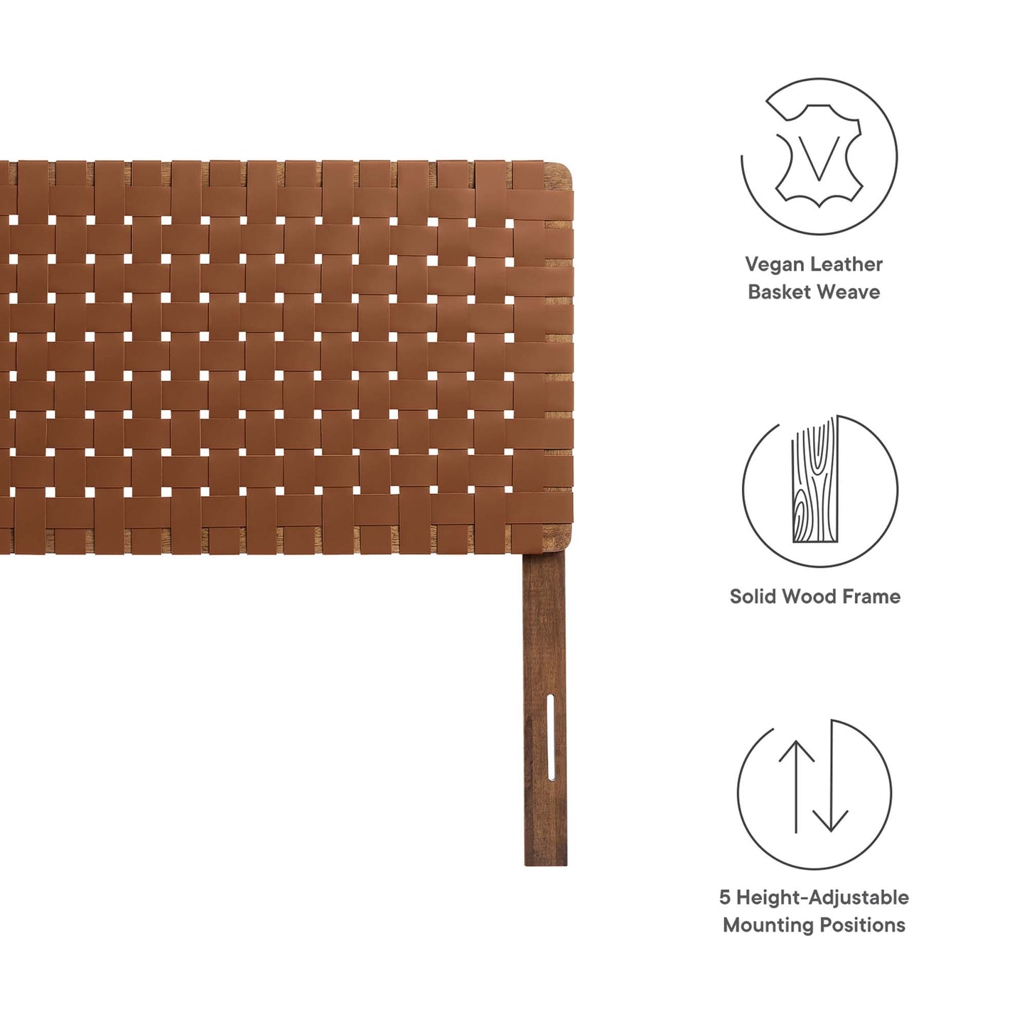 Sloane Weave Vegan Leather Full Headboard in Walnut Brown