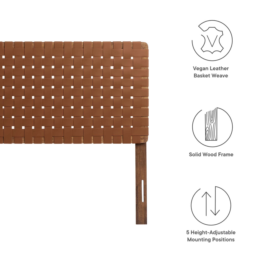 Sloane Weave Vegan Leather Full Headboard in Walnut Brown