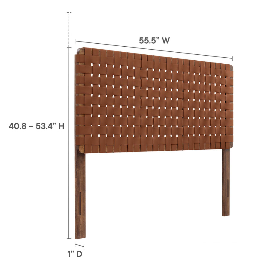 Sloane Weave Vegan Leather Full Headboard in Walnut Brown