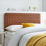 Sloane Weave Vegan Leather Full Headboard in Walnut Brown