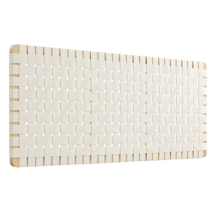 Sparta Weave Wall-Mount Vegan Leather Queen Headboard in Natural Beige
