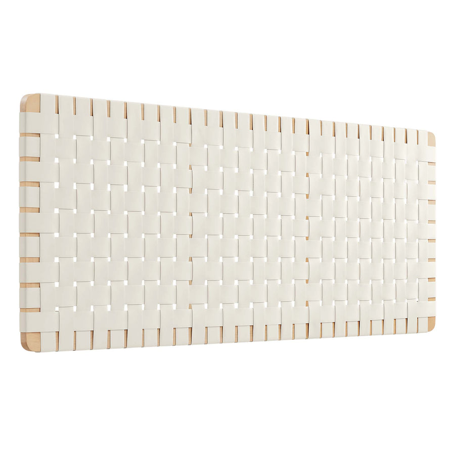 Sloane Weave Wall-Mount Vegan Leather Queen Headboard in Natural Beige