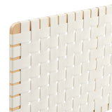 Sloane Weave Wall-Mount Vegan Leather Queen Headboard in Natural Beige