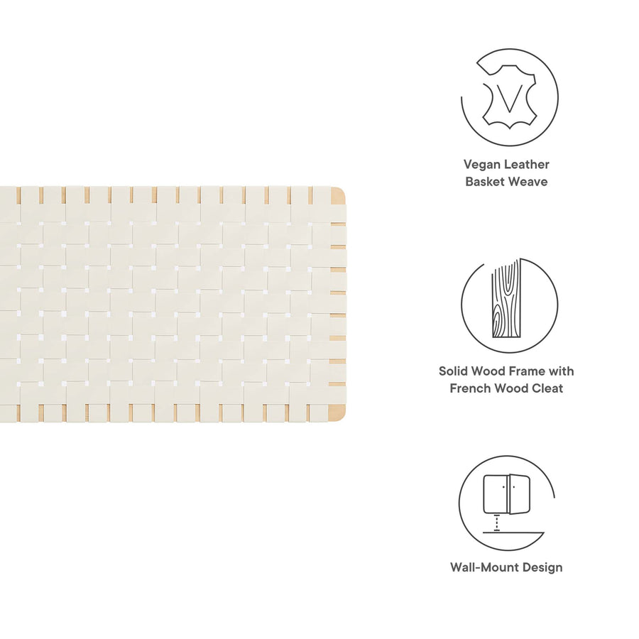 Sloane Weave Wall-Mount Vegan Leather Queen Headboard in Natural Beige