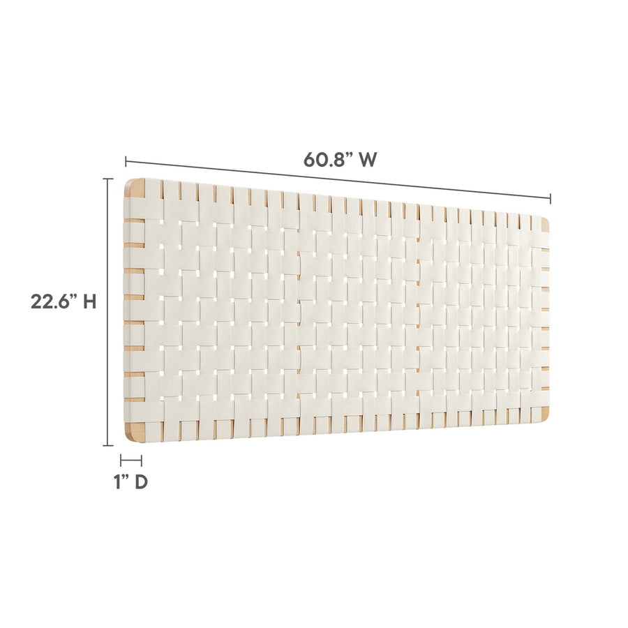 Sloane Weave Wall-Mount Vegan Leather Queen Headboard in Natural Beige