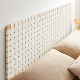 Sloane Weave Wall-Mount Vegan Leather Queen Headboard in Natural Beige