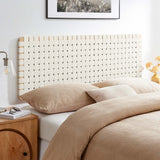 Sloane Weave Wall-Mount Vegan Leather Queen Headboard in Natural Beige