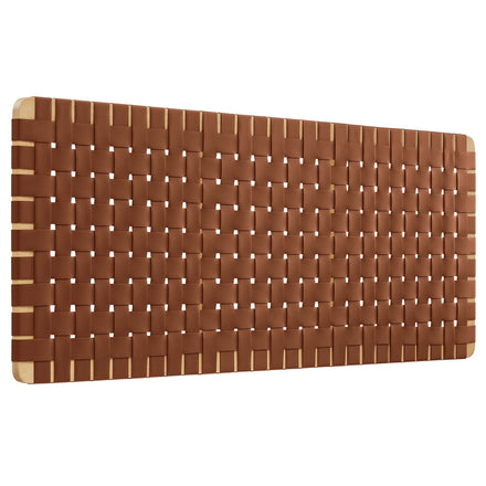 Sparta Weave Wall-Mount Vegan Leather Queen Headboard in Natural Brown