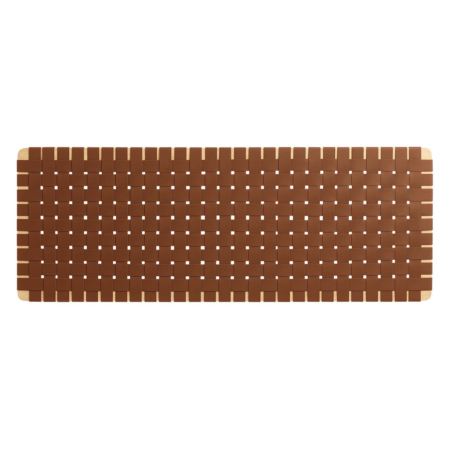 Sloane Weave Wall-Mount Vegan Leather Queen Headboard in Natural Brown