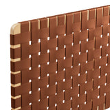 Sloane Weave Wall-Mount Vegan Leather Queen Headboard in Natural Brown