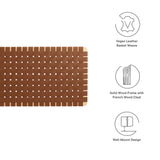 Sloane Weave Wall-Mount Vegan Leather Queen Headboard in Natural Brown
