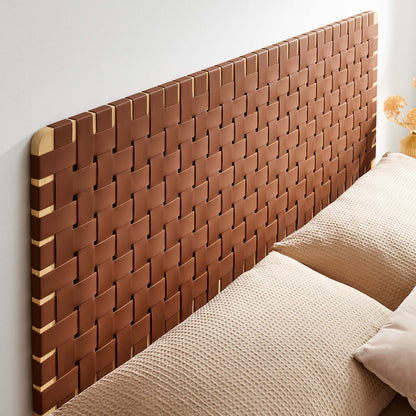 Sparta Weave Wall-Mount Vegan Leather Queen Headboard by Furniture For America