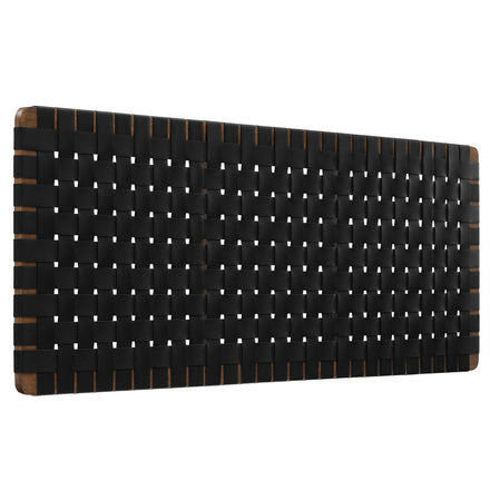 Sparta Weave Wall-Mount Vegan Leather Queen Headboard in Walnut Black