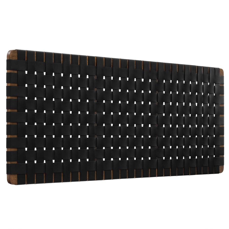 Sloane Weave Wall-Mount Vegan Leather Queen Headboard in Walnut Black