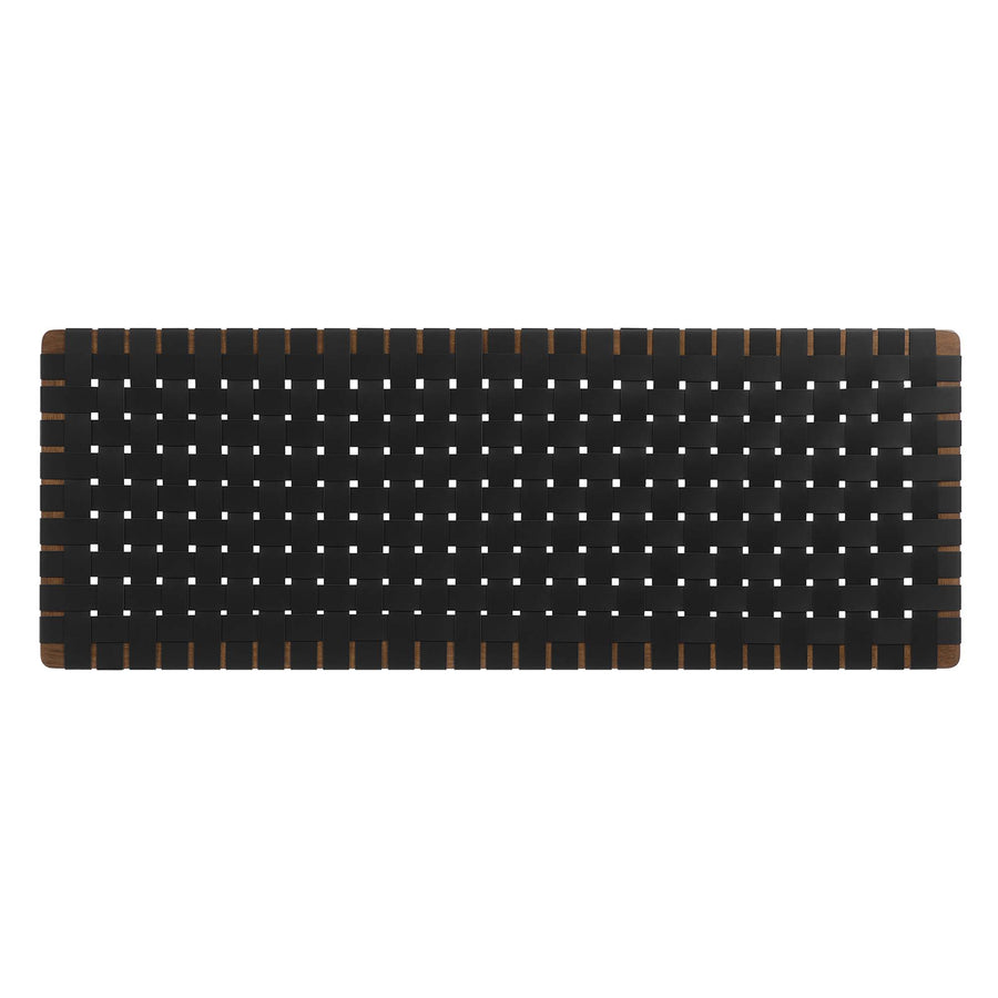 Sloane Weave Wall-Mount Vegan Leather Queen Headboard in Walnut Black