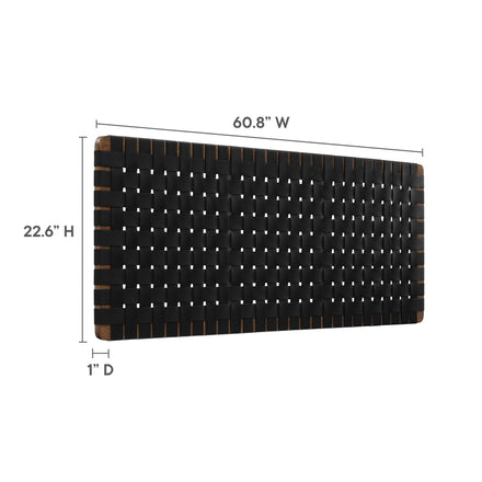 Sparta Weave Wall-Mount Vegan Leather Queen Headboard in Walnut Black