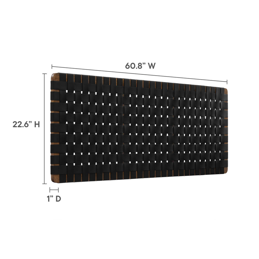 Sloane Weave Wall-Mount Vegan Leather Queen Headboard in Walnut Black