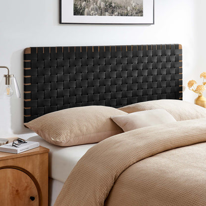 Sparta Weave Wall-Mount Vegan Leather Queen Headboard by Furniture For America