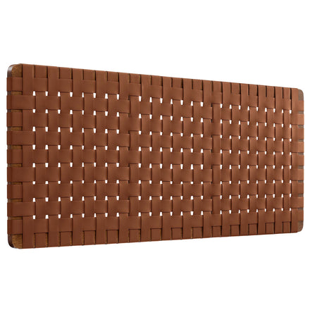 Sparta Weave Wall-Mount Vegan Leather Queen Headboard in Walnut Brown