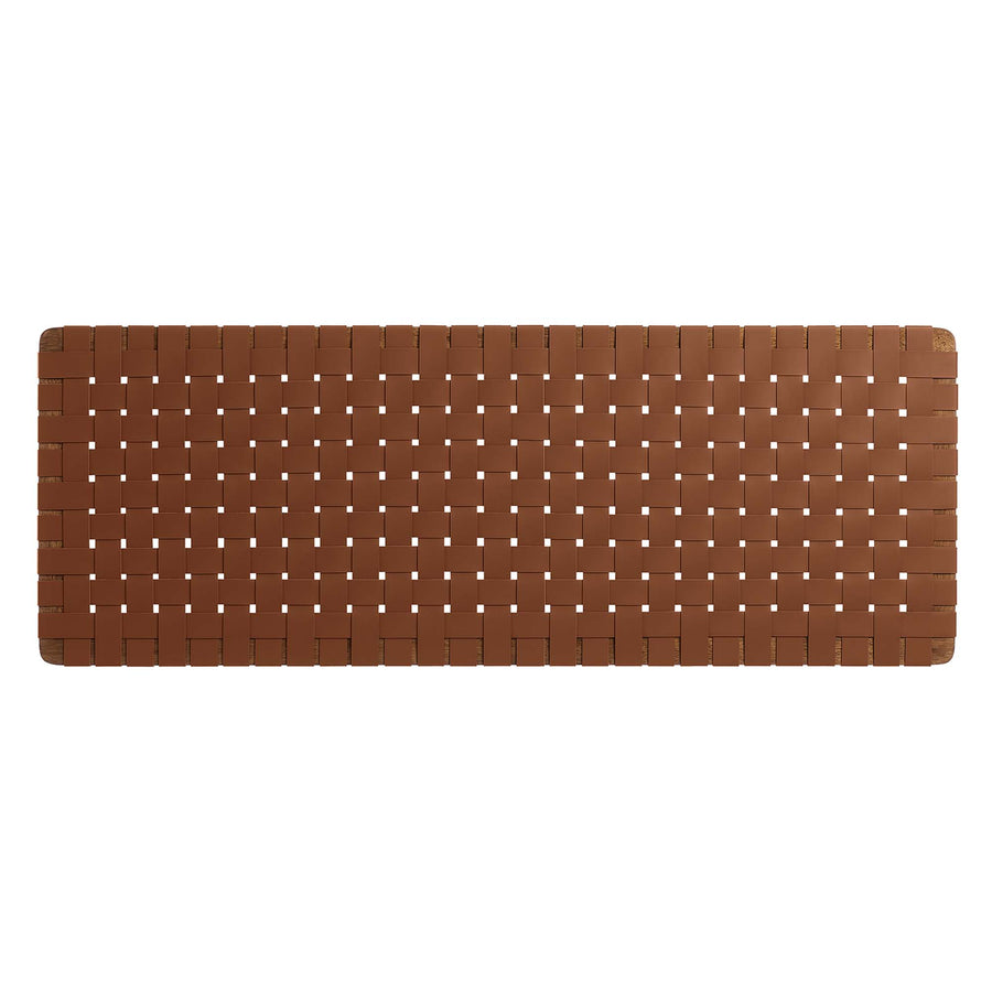 Sloane Weave Wall-Mount Vegan Leather Queen Headboard in Walnut Brown