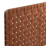 Sloane Weave Wall-Mount Vegan Leather Queen Headboard in Walnut Brown
