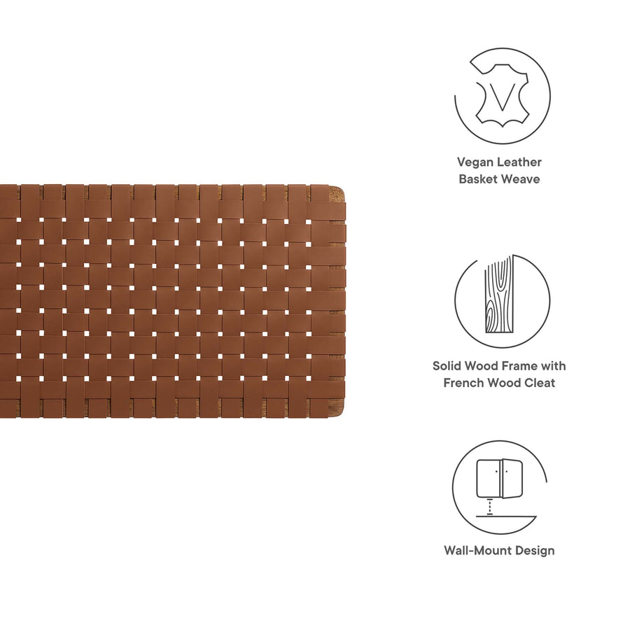 Sloane Weave Wall-Mount Vegan Leather Queen Headboard in Walnut Brown