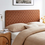Sloane Weave Wall-Mount Vegan Leather Queen Headboard in Walnut Brown