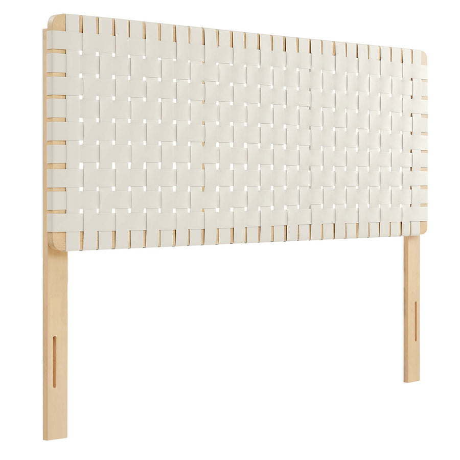 Sloane Weave Vegan Leather Queen Headboard in Natural Beige