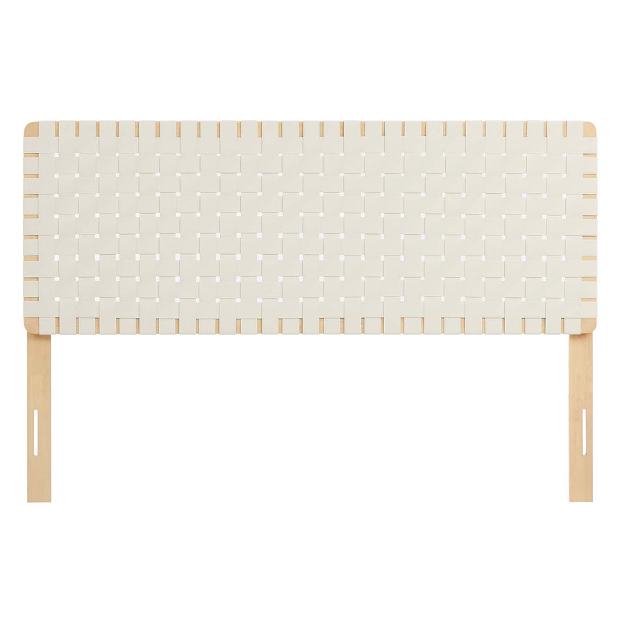 Sloane Weave Vegan Leather Queen Headboard in Natural Beige