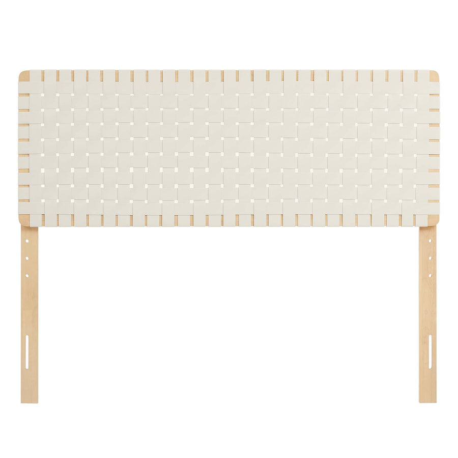 Sloane Weave Vegan Leather Queen Headboard in Natural Beige