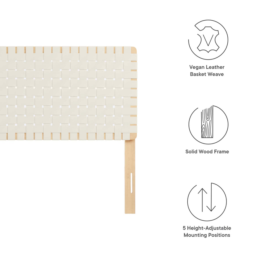 Sloane Weave Vegan Leather Queen Headboard in Natural Beige