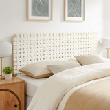 Sloane Weave Vegan Leather Queen Headboard in Natural Beige