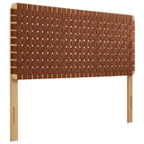 Sloane Weave Vegan Leather Queen Headboard in Natural Brown
