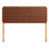 Sloane Weave Vegan Leather Queen Headboard in Natural Brown
