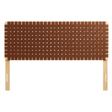 Sloane Weave Vegan Leather Queen Headboard in Natural Brown