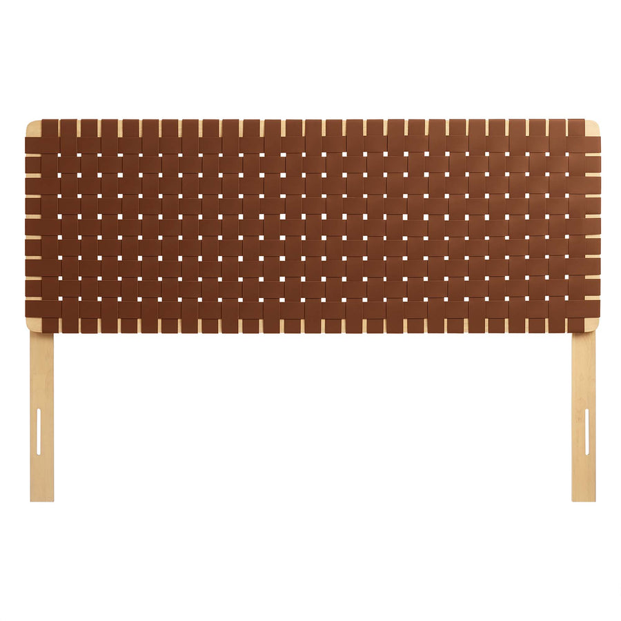 Sloane Weave Vegan Leather Queen Headboard in Natural Brown