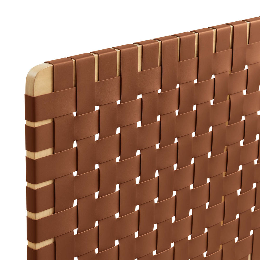 Sloane Weave Vegan Leather Queen Headboard in Natural Brown