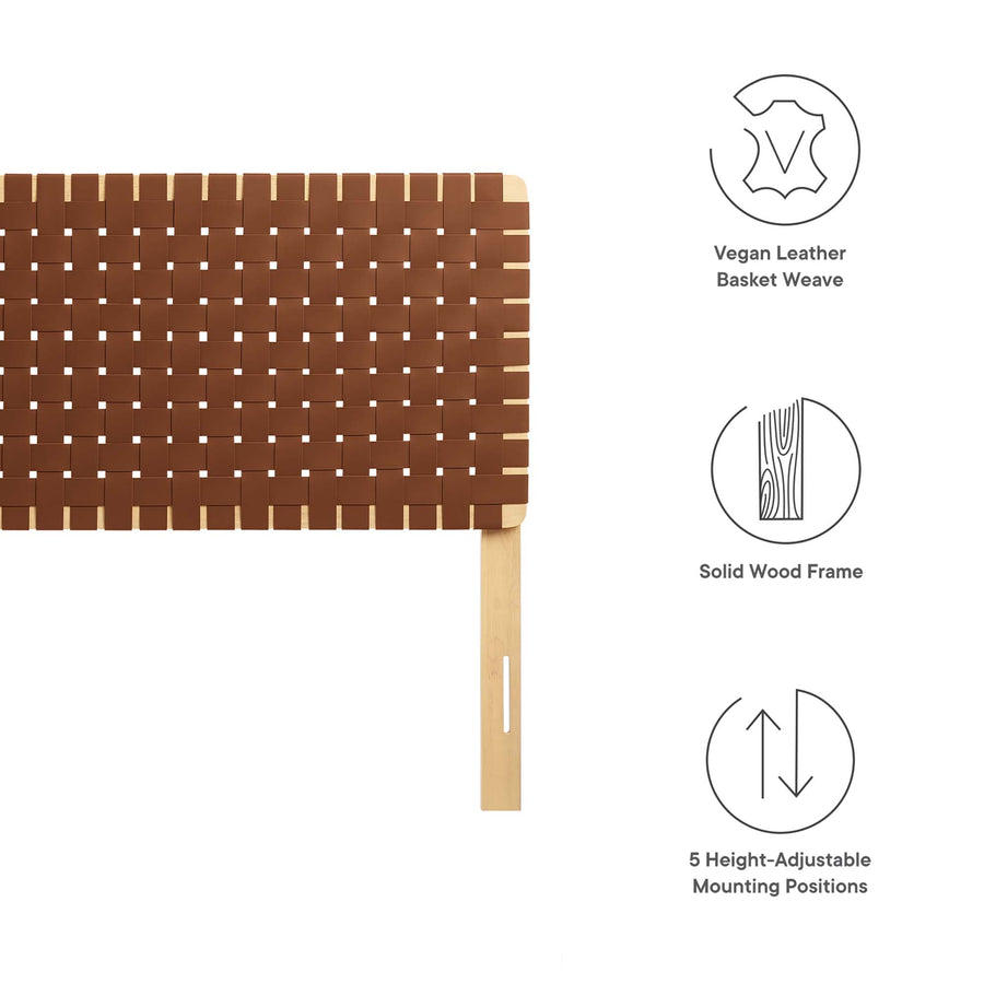 Sloane Weave Vegan Leather Queen Headboard in Natural Brown