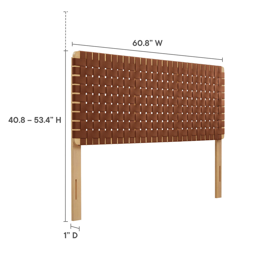 Sloane Weave Vegan Leather Queen Headboard in Natural Brown