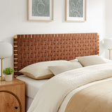 Sloane Weave Vegan Leather Queen Headboard in Natural Brown