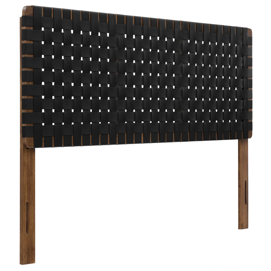 Sloane Weave Vegan Leather Queen Headboard in Walnut Black