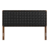 Sloane Weave Vegan Leather Queen Headboard in Walnut Black