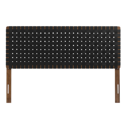 Sparta Weave Vegan Leather Queen Headboard in Walnut Black