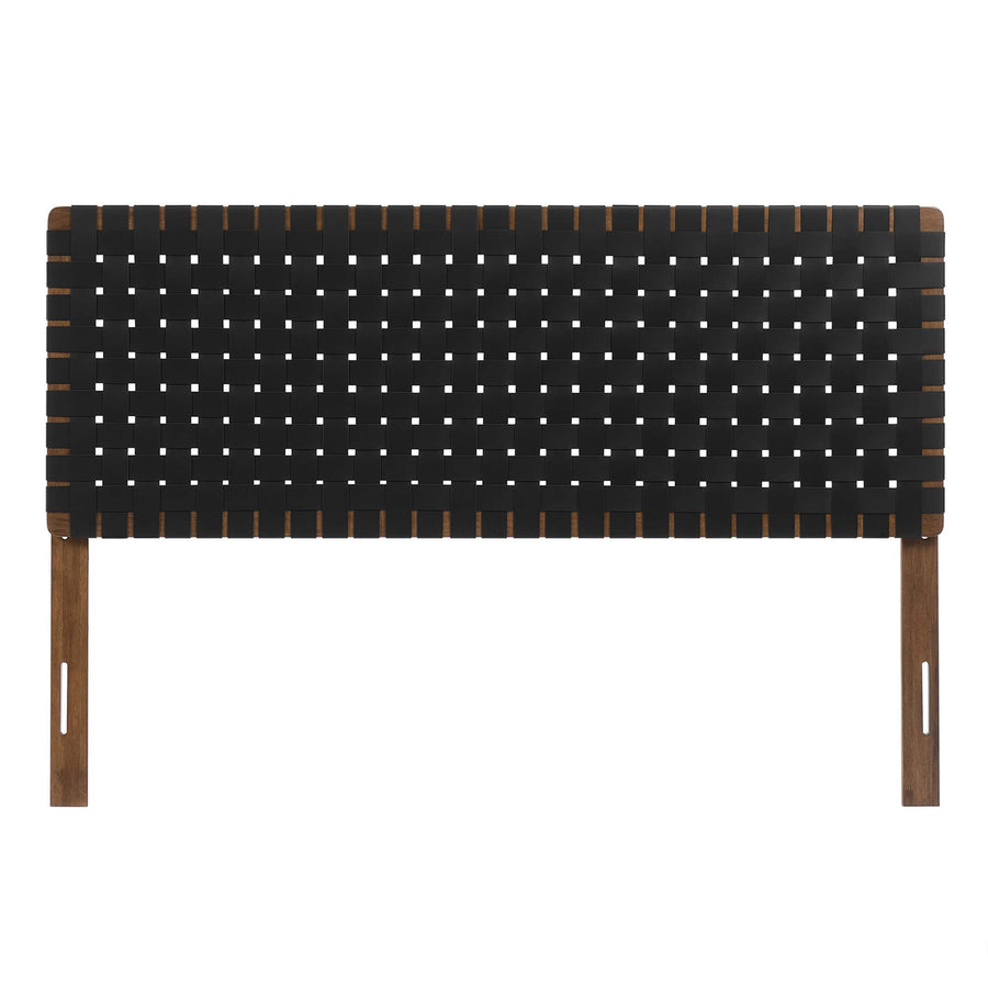Sloane Weave Vegan Leather Queen Headboard in Walnut Black