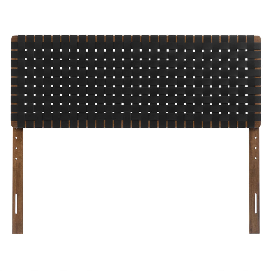 Sloane Weave Vegan Leather Queen Headboard in Walnut Black