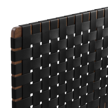Sparta Weave Vegan Leather Queen Headboard in Walnut Black