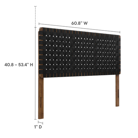 Sparta Weave Vegan Leather Queen Headboard in Walnut Black