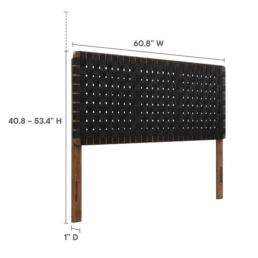 Sloane Weave Vegan Leather Queen Headboard in Walnut Black